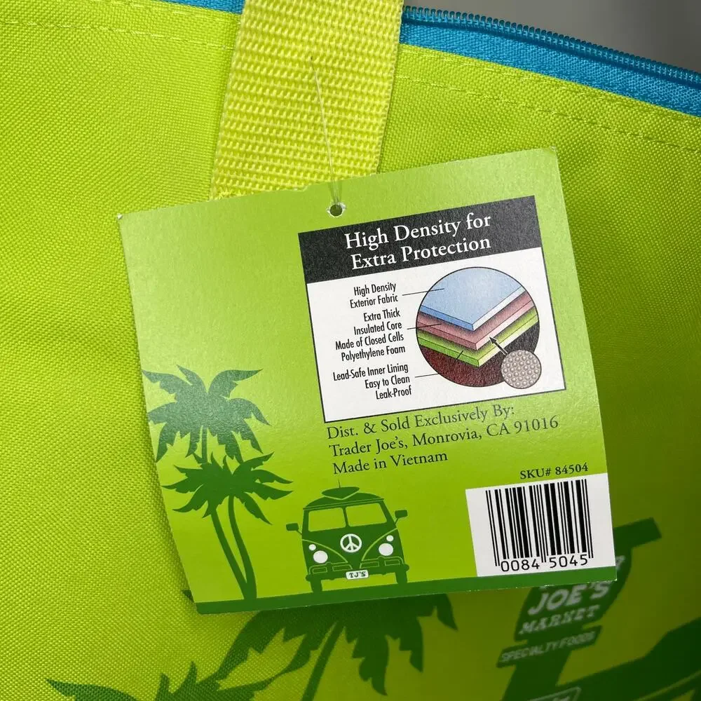 Set of 2 Trader Joe’s Insulated Cooler Bags — Large + Mini — Lime Green + Orange